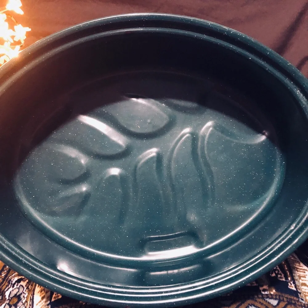 Green Enamel Roaster with Lid